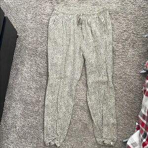 Women's Brown and White Leopard Patterned Pants